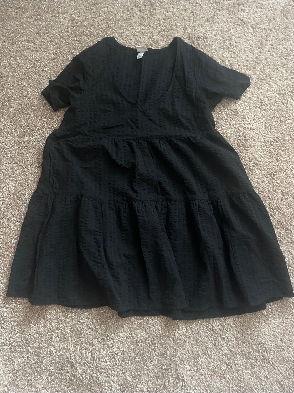 a new day Black Textured V-Neck Babydoll Top